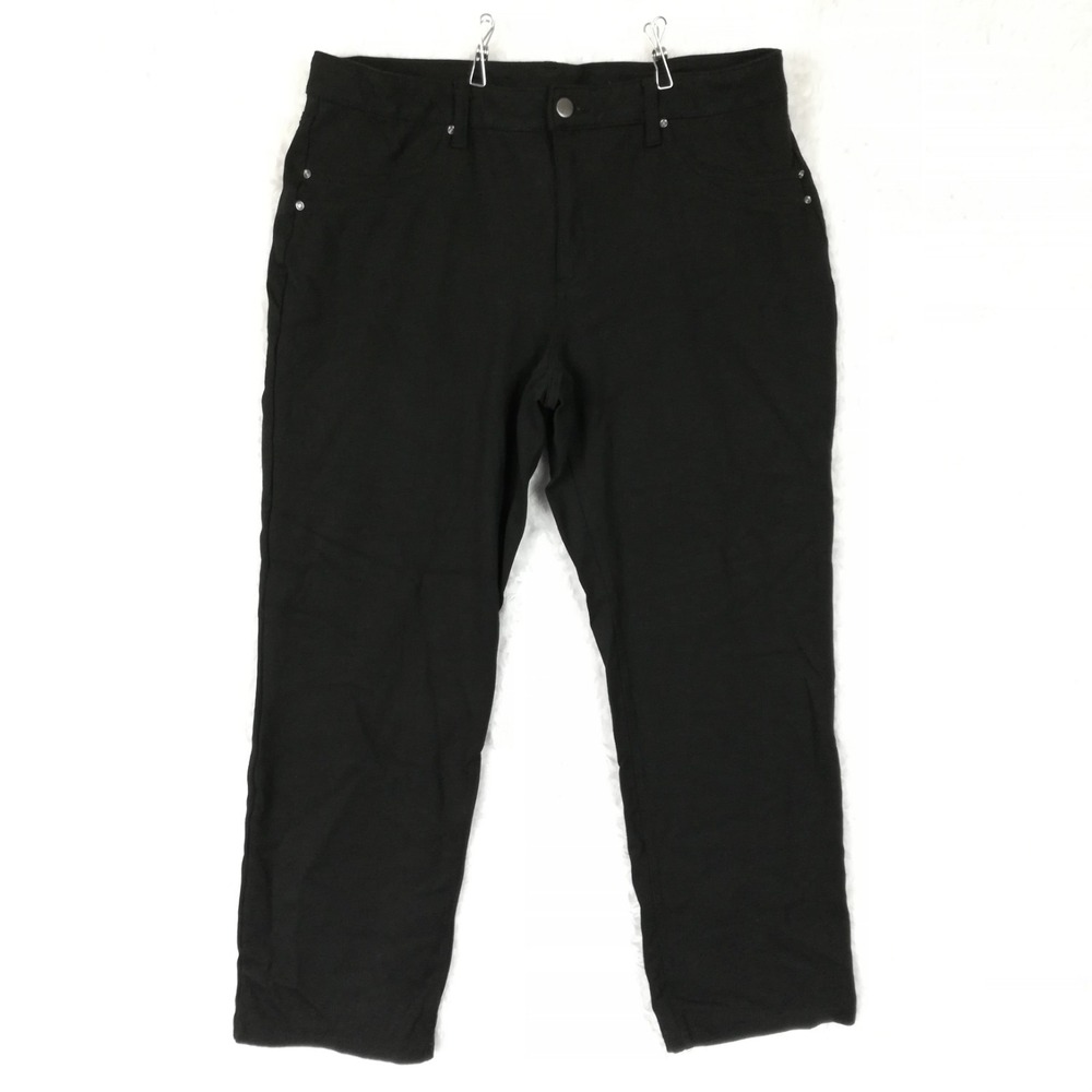 Time And Tru Womens Pants Stretch Ankle Black Mid Rise Straight Leg 16